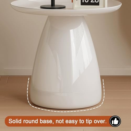 Modern Mushroom-Shaped Nightstand, Simple PC Material Bedside Table with Open Storage, Round Small Coffee Table for Bedroom, Living Room - Bright Green