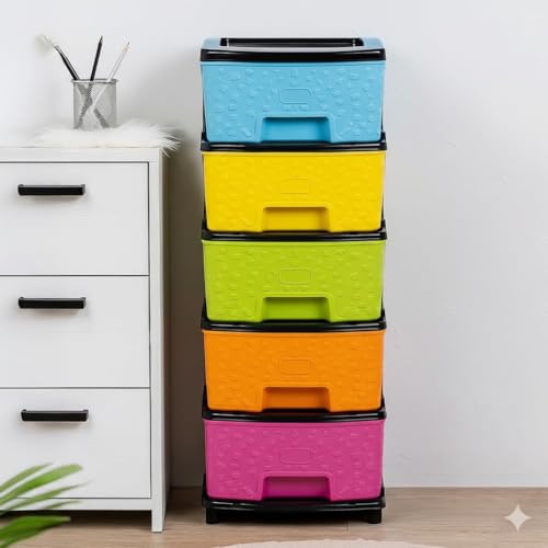 Image of Plastic Modular Drawer Storage Chest Of Drawers Organizer Storage Box, Large Stomo Racks For Multipurpose Anti-slip Shoes Organizers (Multi, 5 LAYER) (30cmx38cmx78 cm)