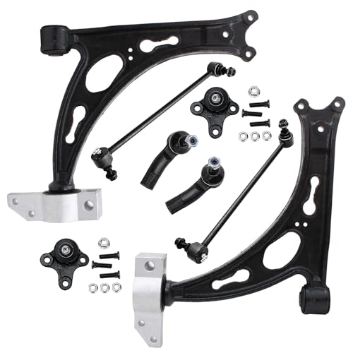 Image of Detroit Axle - Front End 8pc Suspension Kit for Volkswagen Jetta GTI Rabbit Eos Golf Audi A3 R32, 2 Lower Control Arms with Bushings 2 Lower Ball Joints 2 Outer Tie Rods 2 Sway Bars Replacement