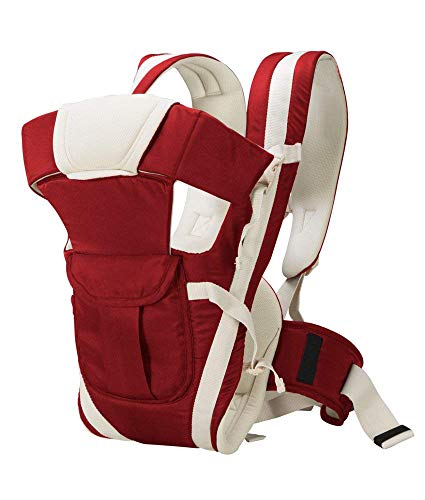 Image of 4-in-1 Adjustable Baby Carrier Cum Kangaroo Bag /Baby Carry Sling /Back /Front Carrier for Baby with Safety Belt and Buckle Straps (Maroon)