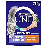 Purina One Coat and Hairball Adult Trockenfutter für Katzen, mit Huhn, 750 g