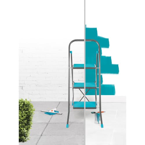 Miniatura 2 de Beldray, La024510tq Escalera Plegable Con 3 Peldaños Antideslizantes, Aleación De Acero, Aproximadamente 2,5 Metros De Altura, Con Un Diseño Compacto, Turquesa Gris