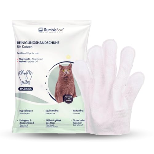 RumbleBox Feuchttücher für Katzen & Hunde, Handschuh-Feuchttücher für Haustiere, Sanfte Fellpflege, Reinigung & Massage, Optimal für Outdoor-Katzen,...