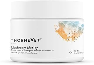 ThorneVet Mushroom Medley for Dogs - Immune System Support Plus Antioxidants - with Reishi, Turkey Tail, Cordyceps, Maitake, and Chaga Mushrooms - Support for Dogs Having Cancer Treatment - 120 Scoops
