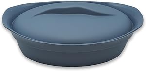 ケヴンハウン(Kevnhaun) シリコンスチーマー オーバル ブルー 電子レンジ調理 蒸し器 せいろ すのこ付き オーブン対応 食洗機対応 冷凍 冷蔵 ケーキ作り レシピブック付き 満水容量1.2L 耐熱220℃ KDS4662