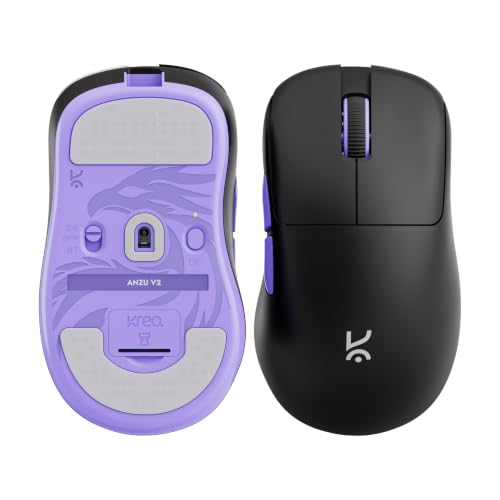 Kreo Anzu V2 Wireless Gaming Mouse, 50g Ultra-Light Ergonomic Mouse, PixArt 3311 Sensor, 12000 DPI, 2.4GHz/Bluetooth/USB-C, 1000Hz Polling, Huano 80M Switches, 50+ Hr Battery