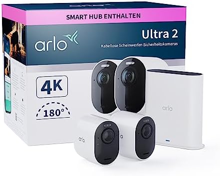 Arlo Ultra 2 Spotlight WLAN Outdoor Surveillance Camera, Set of 2...