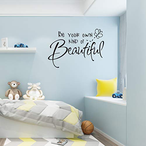 Be Your Own Kind Of Beautiful Wall Stickers Quote, Diy Vinyl Butterfly Decal Wallpaper Wall Decor For Bedroom Teen Girl Home Decoration #TOP2