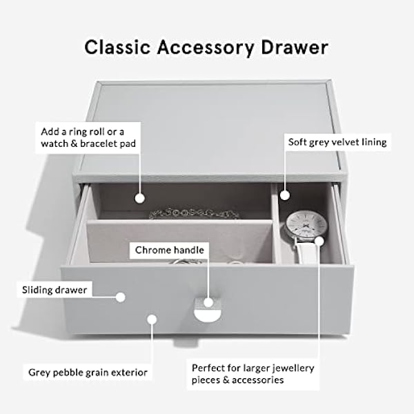 Stackers Pebble Grey Classic — шкатулка для украшений, набор из 2 штук (с ящичками)