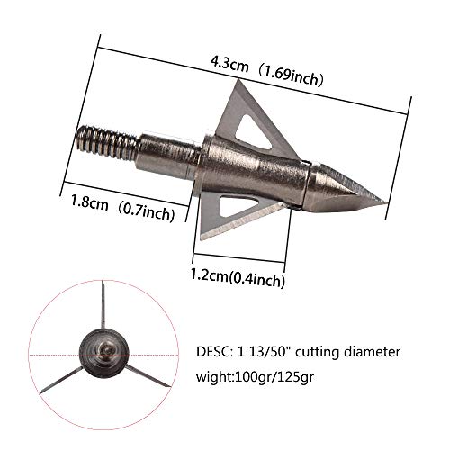 Hunter Ian Archery Broadheads 125 Grain Bowhunting Arrow Head 3 Fixed Blades 12 Pack For Crossbows Recurve Compound Bow Arrows #TOP1