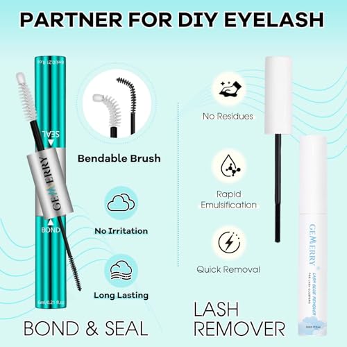 GEMERRY 280pcs Lash Extension Kit 60D Lash Clusters 10-18mm Individual Lashes Clusters Waterproof Lash Bond and Seal Remover Tweezers Brush — view 4