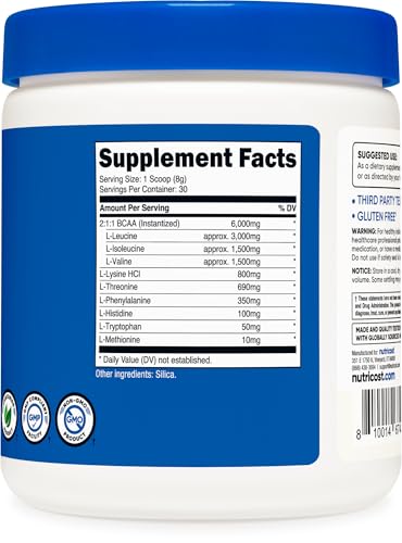 Image of Nutricost EAA Powder 30 Servings (Unflavored) - Essential Amino Acids - Non-GMO, Gluten Free, Vegetarian Friendly (Pack of 3)