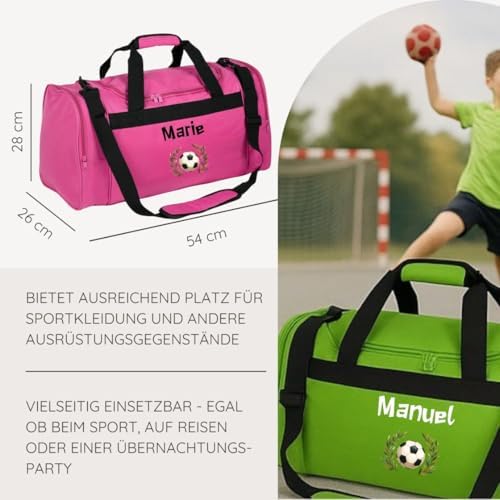 Sac De Sport Personnalisable Minimutz Pour Enfant – 26 Litres, Football, Nom Au Choix – Bleu Foncé, Polyester Résistant – Pour école, Voyage Ou Weekend