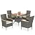 Wisteria Lane Patio Dining Sets for 4, All Weather Rattan Outdoor Table and Chairs with Acacia Wood Tabletop, Patio Dining Furniture with Removable Cushions for Deck Garden, Backyard, Gray