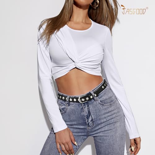 JASGOOD Women Studded Belts Fashion Women Black Leather Belt Ladies Punk Belt for Jeans Pants Dress2