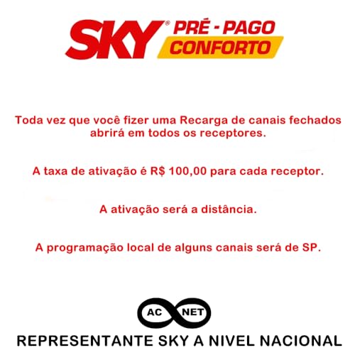 Receptor SKY PRE PAGO CONFORTO em Full HD com 5 anos de programação