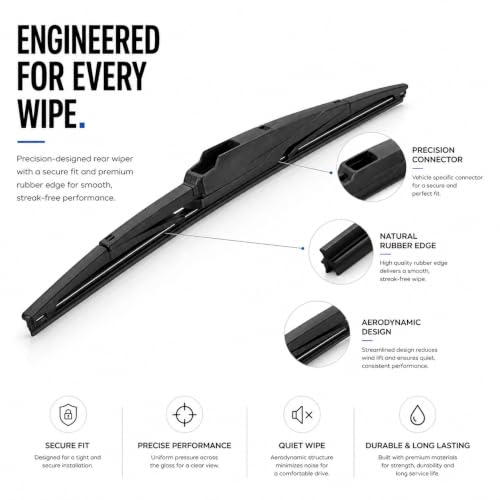 Image of Car Rear Wiper Blade for Hyundai Creta 2024-2026 Present Back Windshield, 1 Pc, Streak-Free All-Weather, Vehicle Specific Fit