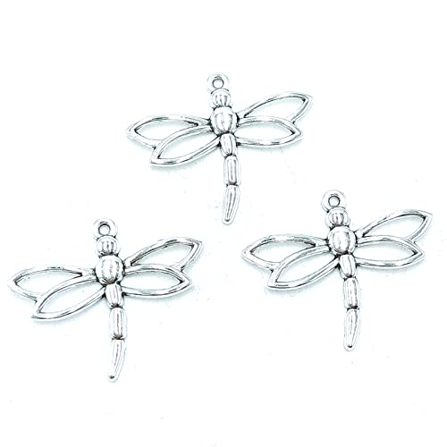 Yoogcorett 30Pcs Charms Dragonfly Insect Pendants Bulk Tibetan Silver For Diy Craft Bracelet Necklace Jewelry Making Alloy Vintage Pendants 26.7 X 32.4Mm (Ancient Silver) #TOP19