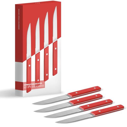 Misen Steak Knives Set of 4 - Precision Serrated Blades