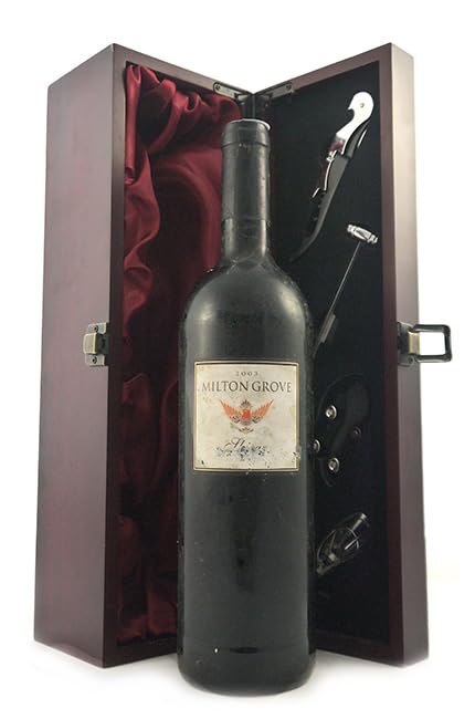Milton Road Shiraz 2003 Western Cape (Red wine) vintage wine in a silk lined wooden box with four wine accessories, 1 x 750ml
