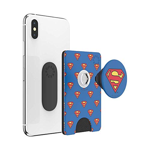 Image of PopSockets Adhesive Phone Wallet and Card Holder with Grip, Marvel - Superman Pattern