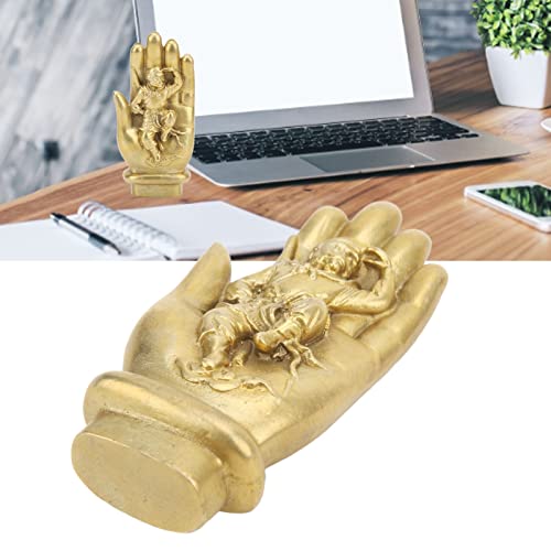 Mini Golden Monkey King Figurine Brass Chinese Feng Shui Sun Wukong Buddha Hand Statue Auspicious Wealth Good Luck Sculpture Ornaments For Home Office Decor #TOP5