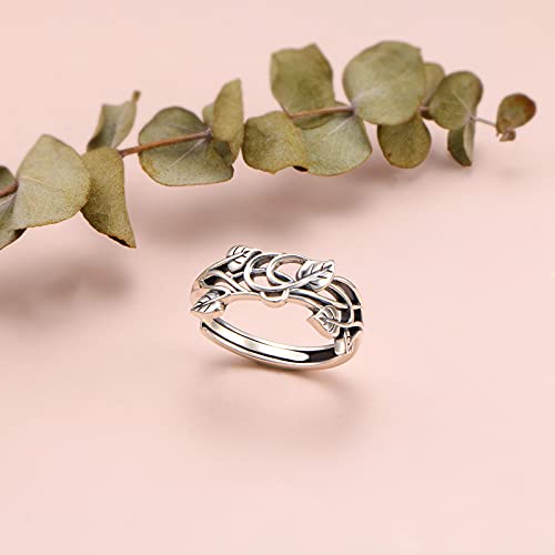 Yearace Sterling Silver Filigree Ivy Wild Band Ring, Adjustable Inspirational Hand Ring, Graduation Jewelry Gift for Women Girls4