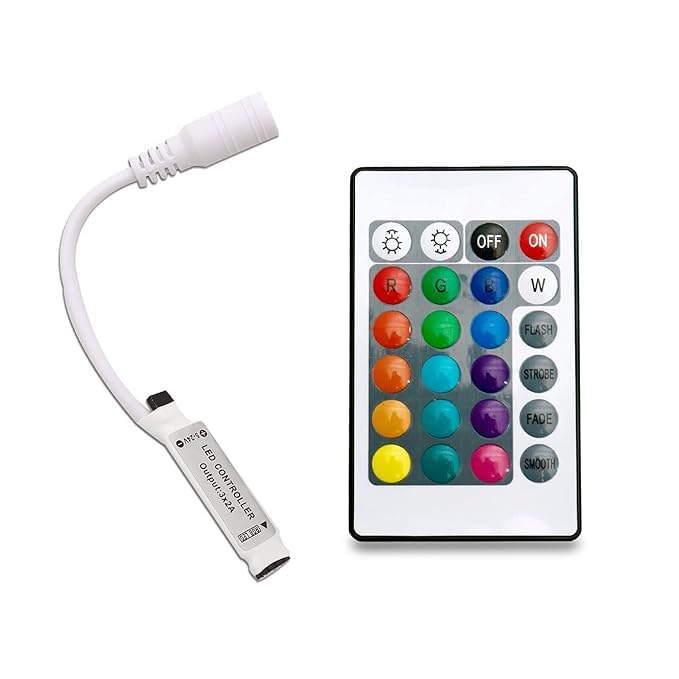 Image of SP Electron Pack of 1 Pc 12V DC Mini LED Strip RGB Remote Controller, 24-Key RF Wireless Remote for RGB LED Light Strip, Multicolour