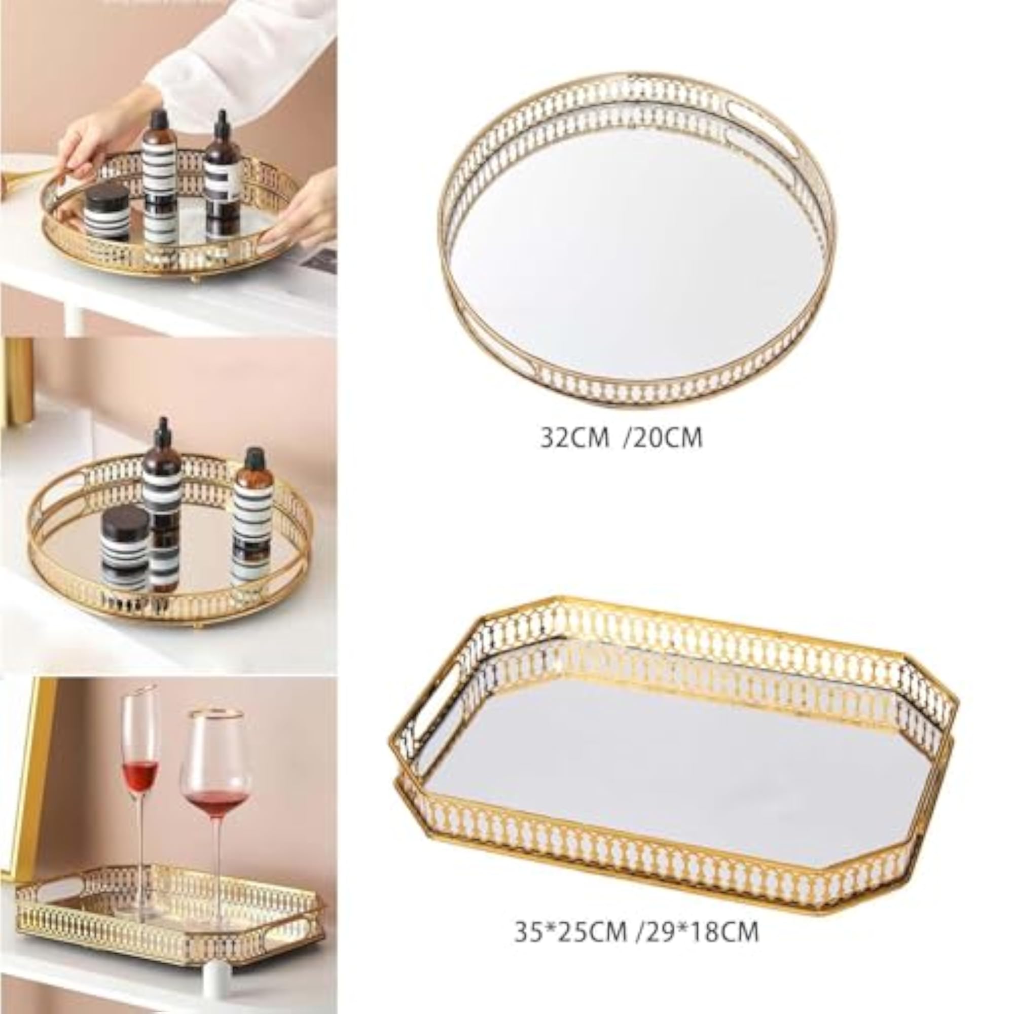 Modern Hollow Handle Makeup Organizer Tray for Lotion, 32CM