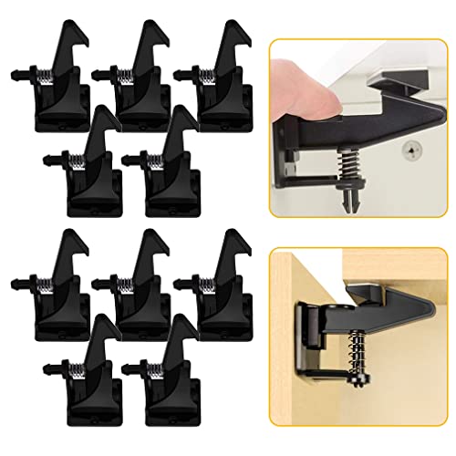 ベビーガード ストッパー 10個入りキャビネットロック チャイルドロック 引き出しロック ストッパー 赤ちゃん いたずら防止 地震対策 食器棚など対応 日本語説明書付き 強力な粘着力 工具不要 取り付ける簡単 子供赤ちゃん守る ブラック by MAVEEK