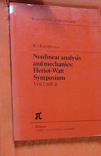Buy Nonlinear Analysis and Mechanics: Heriot-Watt Symposium: v. 2 (Chapman & Hall/CRC Research Notes in Mathematics Series) — BookShops.in