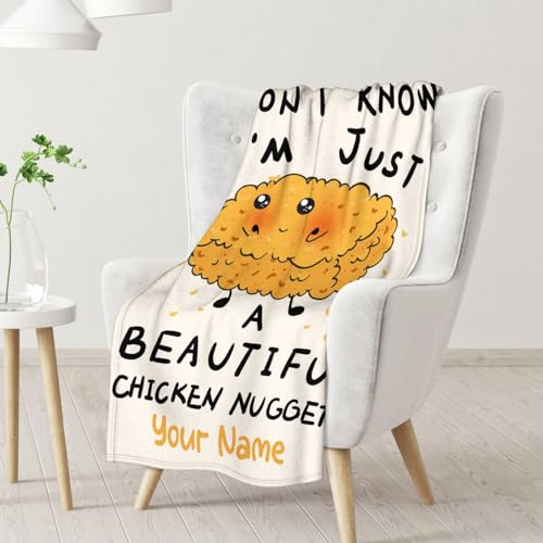 Mercuryelf Custom Chicken Nugget Blanket - Soft, Fuzzy & Warm - 30x40 Inches Small Throw Blankets for Lap, Crib - Beige Cute Throws Gift for Chicken Nugget Lovers