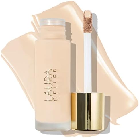 LAURA GELLER Double Take Liquid Foundation | Medium to Full Coverage, Natural Matte Finish, Porcelain