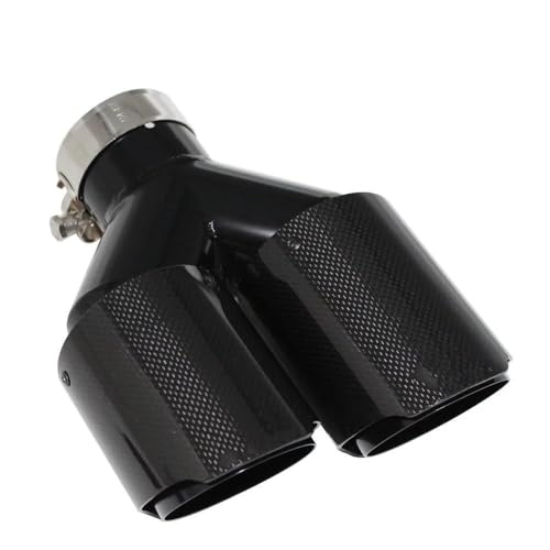 Embout echappement universel double sortie carbone noir pour pot silencieux voiture