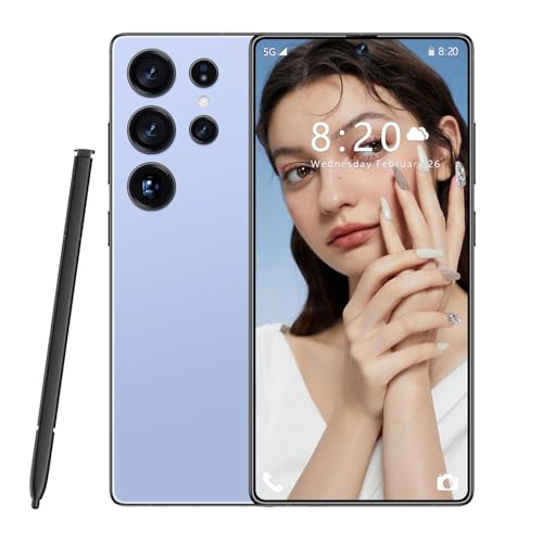 S26 Ultra Global Version 5G Smartphone, Dual Sim Card, 7.3INCH HD Screen, 8000Mah, Waterproof Outdoor Cellphones, Support Face Recognition, Android 14.0 OS,Blue-1TB