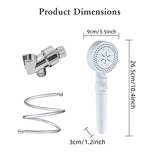 High Pressure Shower Head With 5 Spray Settings,Filtered Handheld Showerheads With On/Off Switch,Powerful Cleaning Spray Gun Mode,Extra Long 59'' Pvc Hose, Adjustable Shower Arm Mount (White) #TOP5