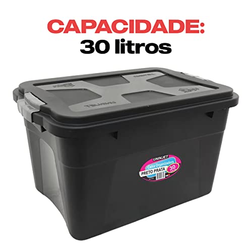 Caixa Organizadora 30 Litros Preto c/Trava Uninjet