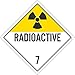 NMC DL16PR Radioactive Placard - 10.75 in. x 10.75 in. PS Removable Vinyl Class 7 Dot Placard Sign with Black Text on White Base
