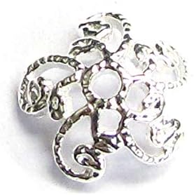 925 Sterling Silver Filigree Flower Bead Cap 7mm 9.5mm/Findings/Bright