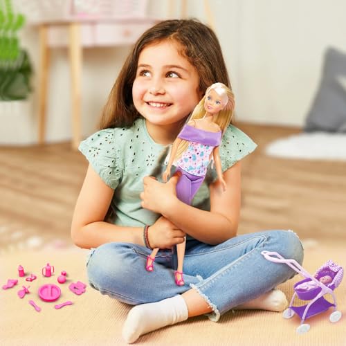 Image of Steffi Love Baby Walk| Imaginative & Engaging Doll Set| Doll Set with 15+ Baby Accessories| Safe Role Play Set| Ideal Gift for Girls Age 3+ (Purple)