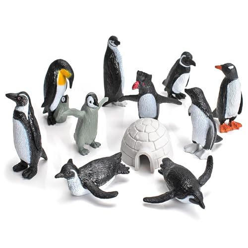 KQDRAVINE 11 pièces Figurines de Pingouin, Ensemble mignon de jouets animaux polaires et marins