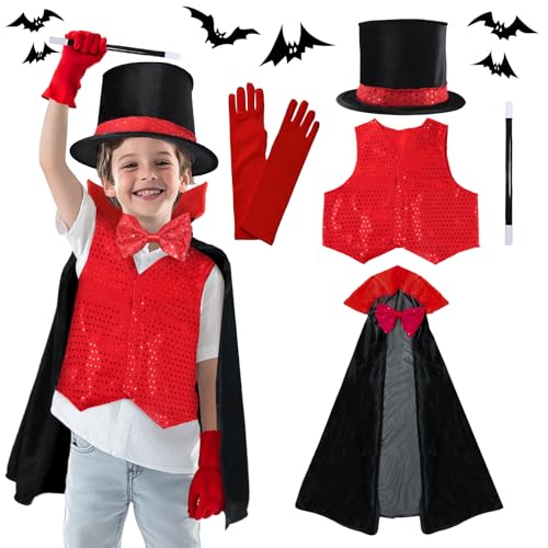 QIANAI Costume da Mago per Bambini di Halloween, Costume Unisex