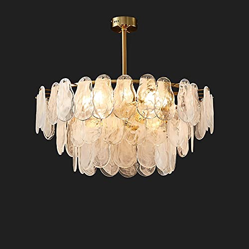Image of LOVEDIMA Chandelier Gold Multi-Tier Lantern Pendant Lighting, Cloud Glass Entryway Chandeliers for Foyer Hanging Ceiling Light Fixtures (8-Light)