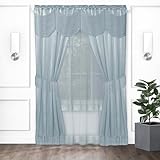 Kate Aurora Royal Chic Complete 6 Piece Rod Pocket Attached Window & Valance Curtain Set - Assorted Colors & Sizes (Wedgewood Blue, 84 in. Long)