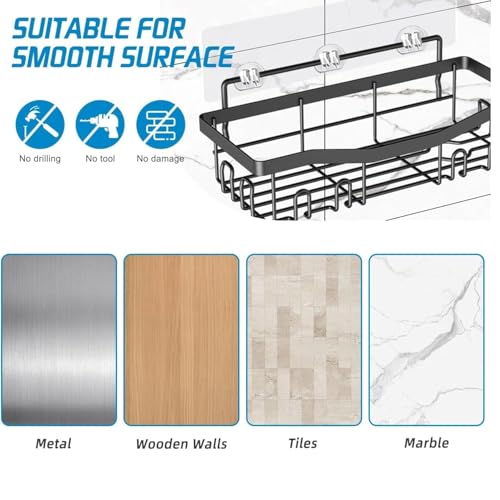 Image of Self Adhesive Bathroom Shelf Combo Pack of 4 | No Drill Metal Bathroom Organizer Set | Rust Proof Wall Mounted Storage Shelves with Soap Holder & Multipurpose