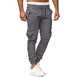 Ropa Casual Para Trabajar Pantalones Cargo Ligero Hombre Cintura Elástica Pantalones de Trabajo Casual Deporte Jogging Slim Fit Militar Pantalones Casual Sueltos Cómodo Pantalones Pantalones Hombre Verano Ligero Chic, Grey-F,