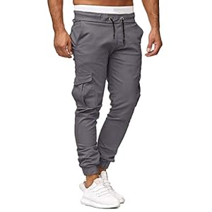 YOCIA Cargobroek voor heren, regular fit, cargobroek, vrijetijdsbroek, katoenen zakken, stretch, outdoor, joggingbroek…