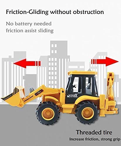 Destonl Bulldozer Excavator Loader Truck Exclusive Collection of Construction Tractor Truck Vehicles Pretend Play Set Toy for Kids Excavator Yellow 3