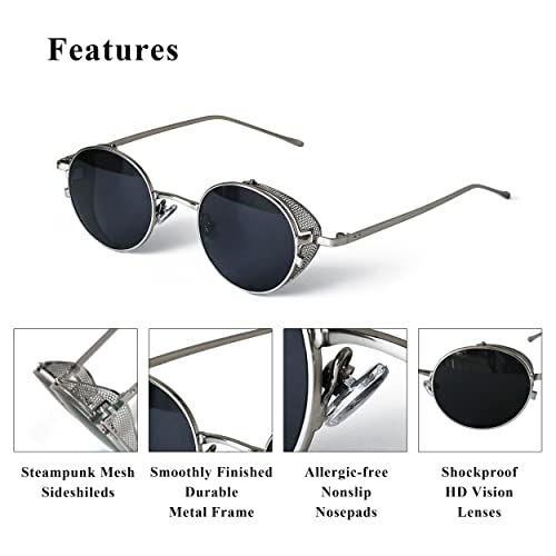 Technigadgets Vintage Metal Round Sunglasses For Men For Women With Side Shields Scott Sunglasses Retro Gothic Style Shades4