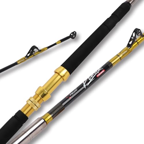 Fiblink 1 Piece/2 Piece Saltwater Fishing Rod Trolling Rod Big Game Boat Conventional Roller Guide Deep Drop Stand-Up Rod 56/6 (5 6- 2pc - 50-80lbs)